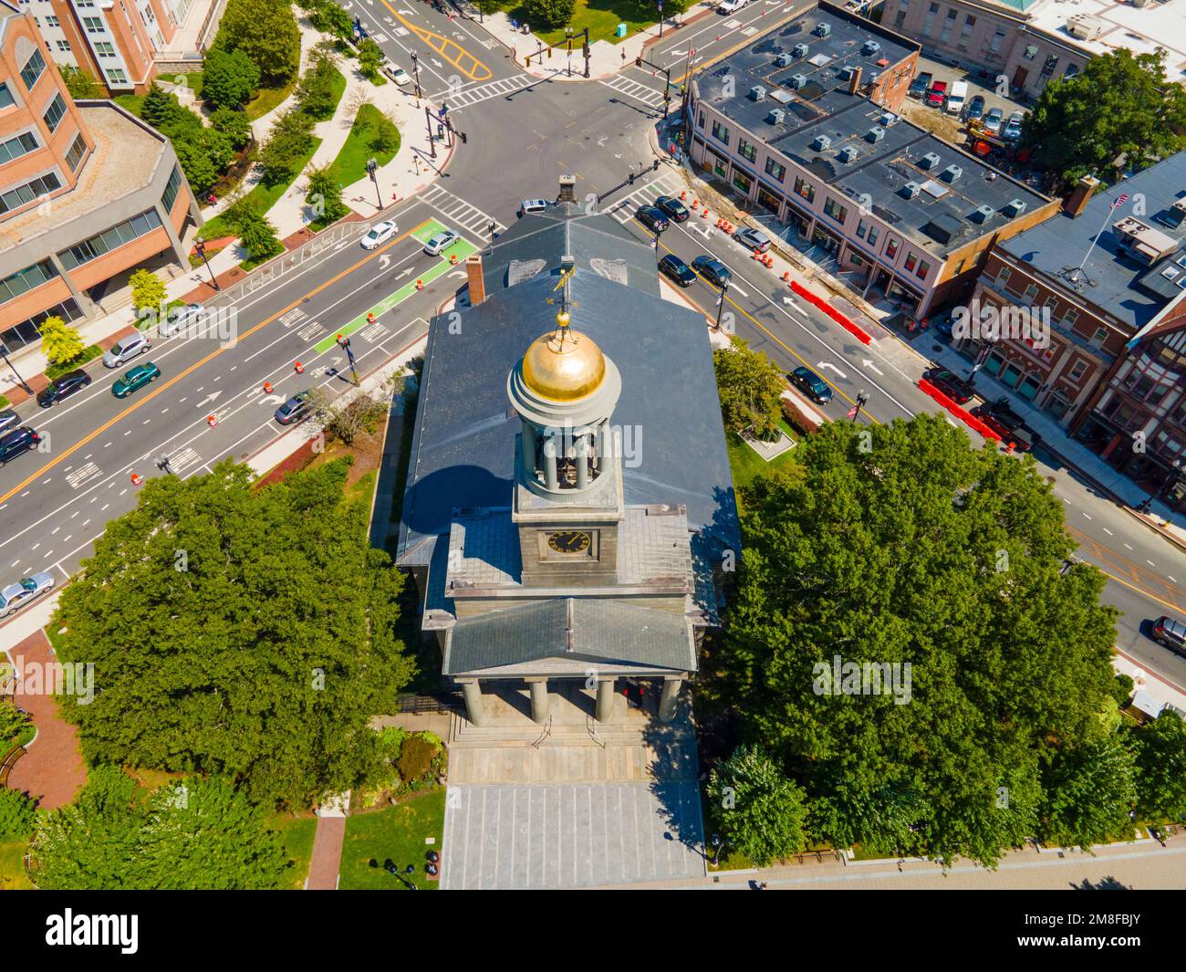 La première église paroissiale unie a été construite en 1828 dans le centre-ville de Quincy, Massachusetts ma, États-Unis. Les présidents John Adams et John Quincy Adams sont enterrés dans le Banque D'Images