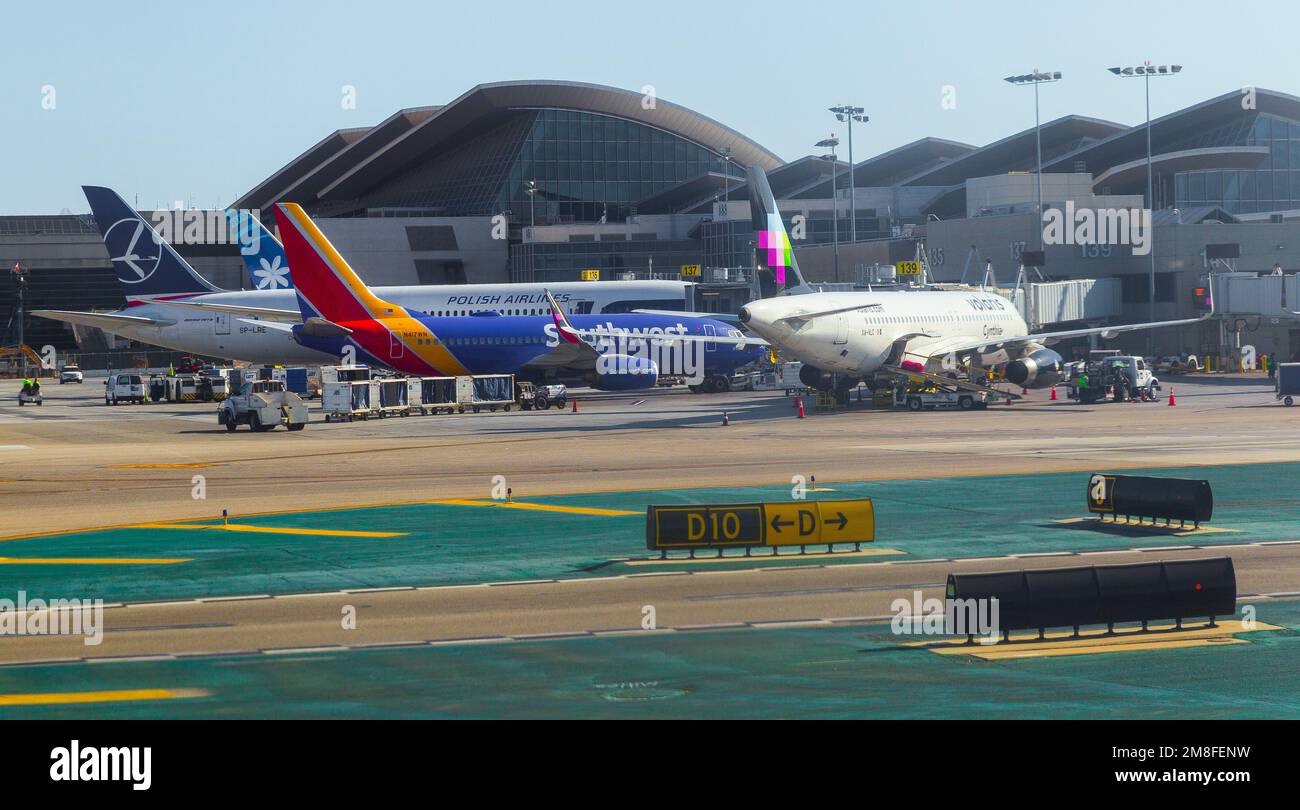 Détails de l'aéroport LAX à Los Angeles, Californie, États-Unis. Banque D'Images