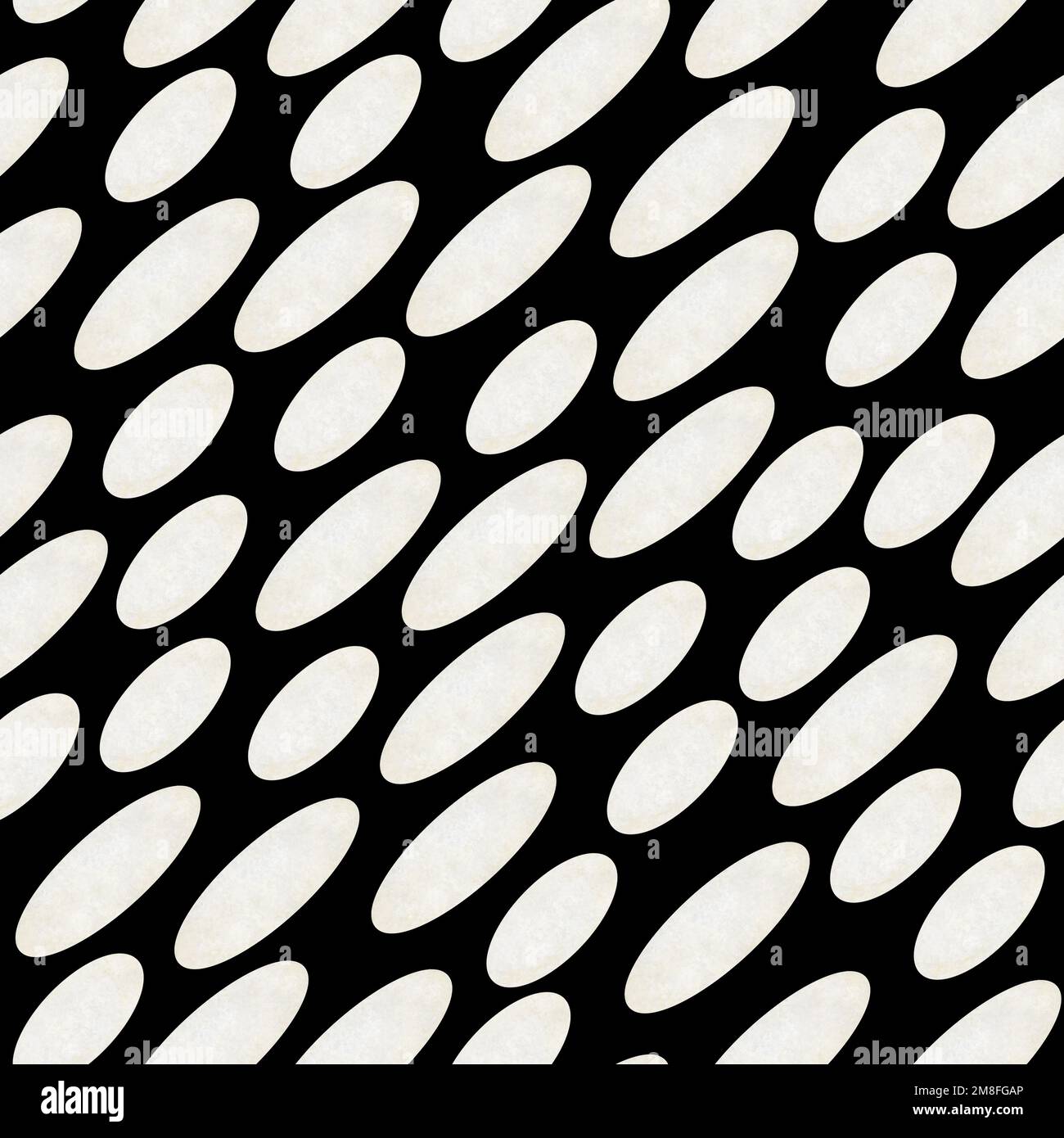 Concept riz sans couture pour le fond et l'emballage. Ovales blancs sur fond noir. Imprimé géométrique noir et blanc Banque D'Images