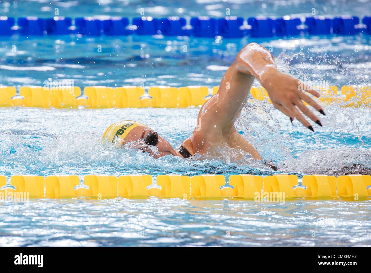 MELBOURNE, AUSTRALIE - DÉCEMBRE 13 : Lani PALLISTER (AUS) en compétition dans le Freestyle 400m féminin s'échauffe le premier jour de la nage en court-circuit mondiale de la FINA 2022 Banque D'Images