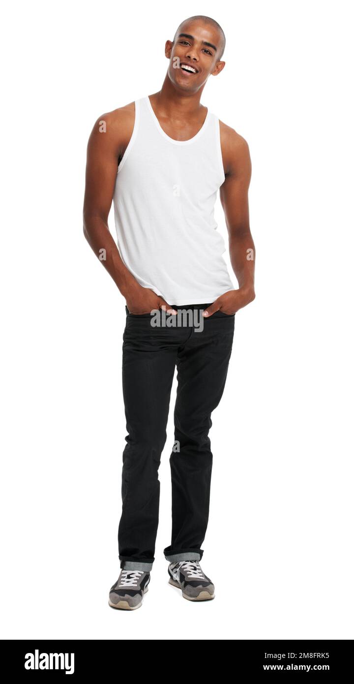 Mode, élégant et portrait de l'homme noir avec un sourire pour les vêtements, la confiance et le bonheur. Happy, cool et un modèle de vêtements africains avec Banque D'Images