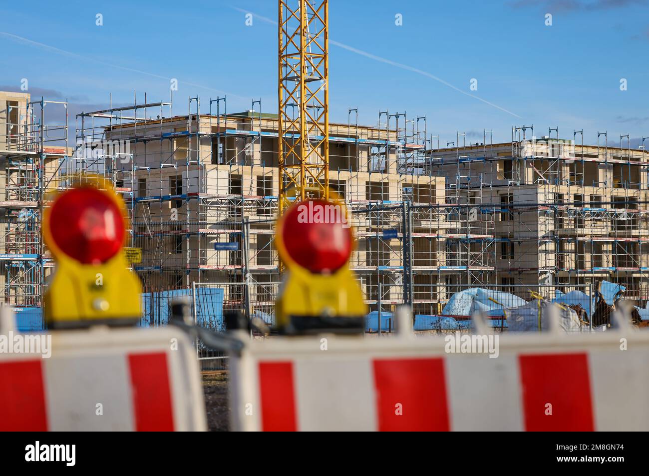 Bedburg, Rhénanie-du-Nord-Westphalie, Allemagne - construction résidentielle, nouvelle construction de bâtiments résidentiels multifamiliaux, nouveau projet de construction, Banque D'Images