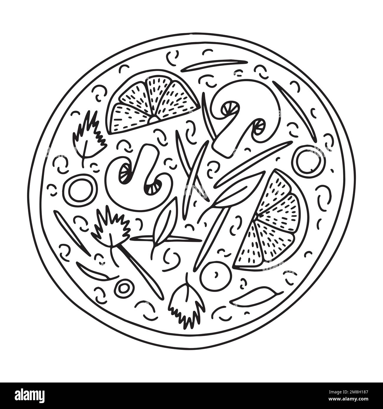 Soupe de poulet à la noix de coco thaï préparée à la main Illustration de Vecteur