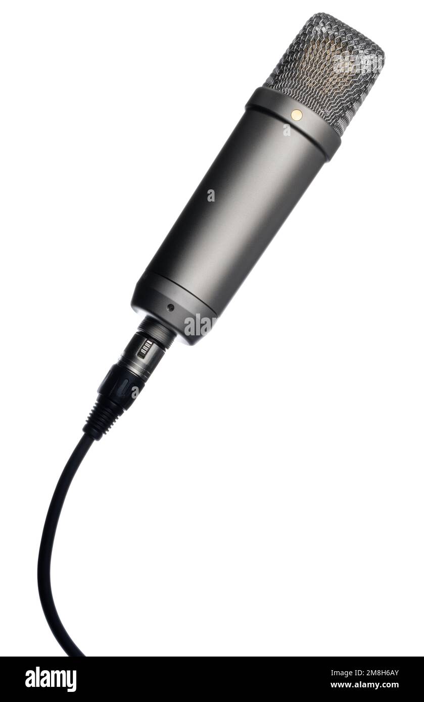 Un microphone à condensateur. Particulièrement adapté à l'enregistrement vocal. Un microphone studio professionnel de haute qualité. Banque D'Images