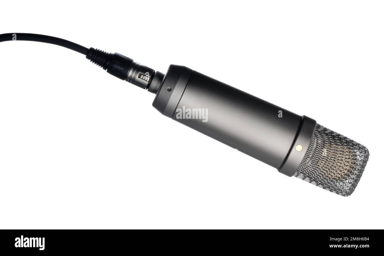 Un microphone à condensateur. Particulièrement adapté à l'enregistrement vocal. Un microphone studio professionnel de haute qualité. Banque D'Images