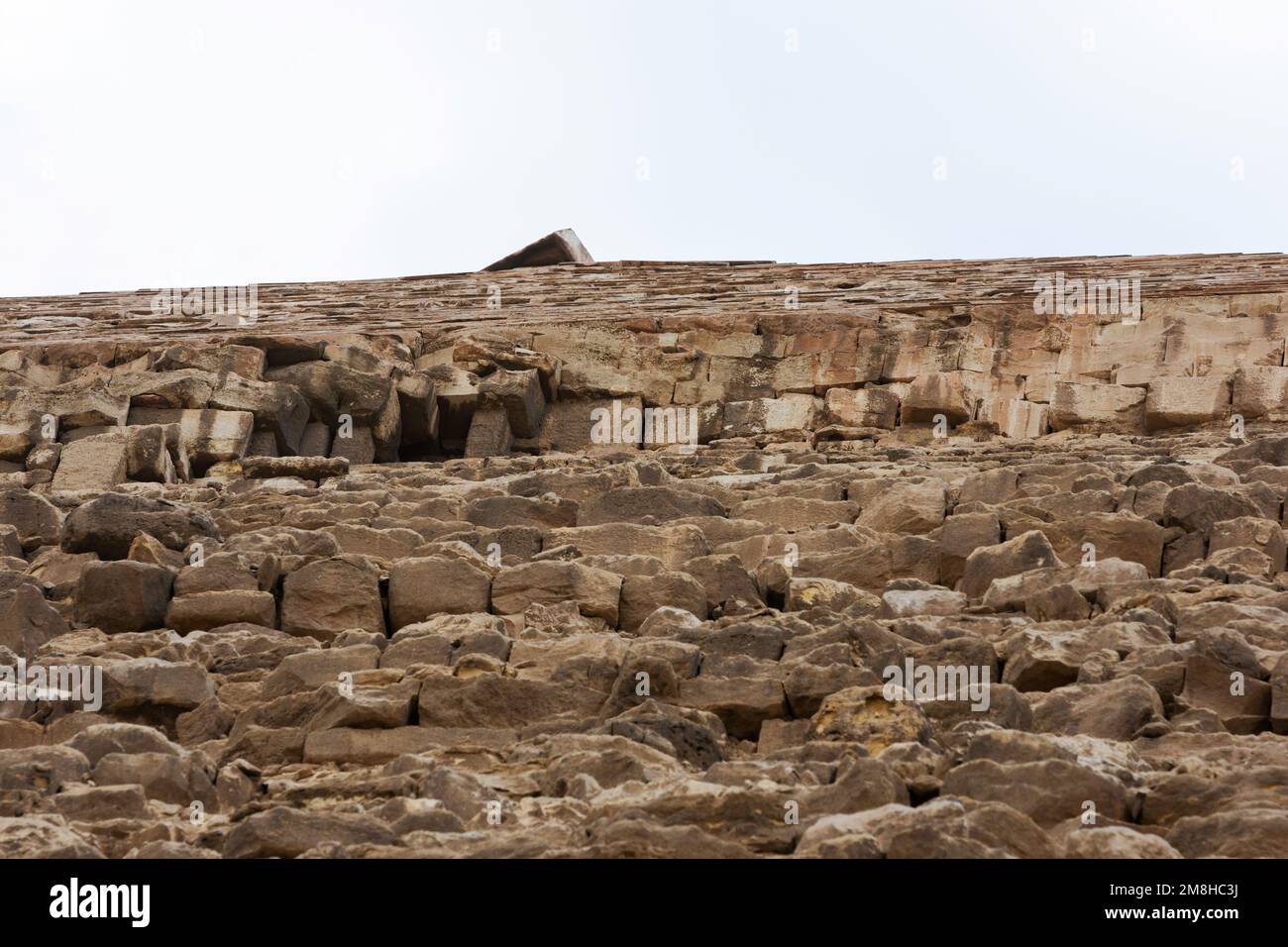 Le sommet de la pyramide de Khafre ou de Chephren est le deuxième plus grand et le deuxième plus grand des 3 anciennes pyramides égyptiennes de Gizeh et le tombeau de la Banque D'Images