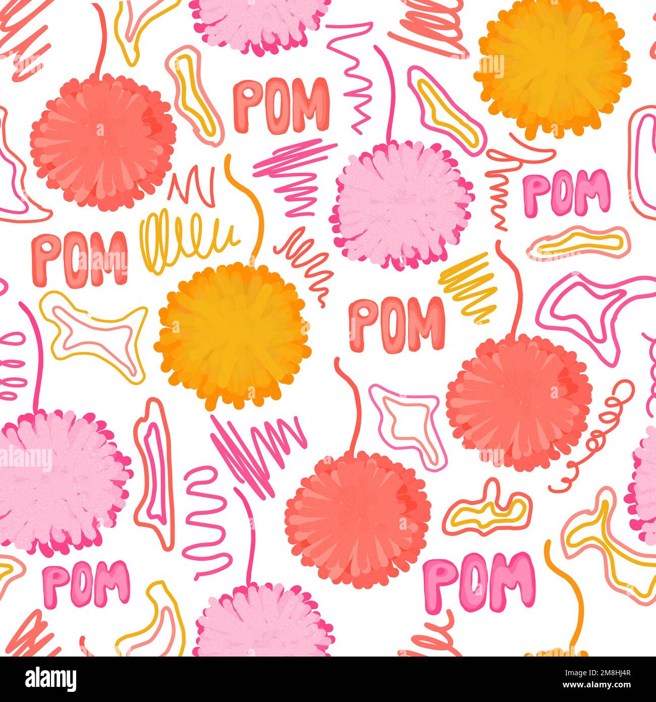 Motif pompons. Motif enfant rose amusant sans couture. Décor doux pour les enfants. Illustration de Vecteur