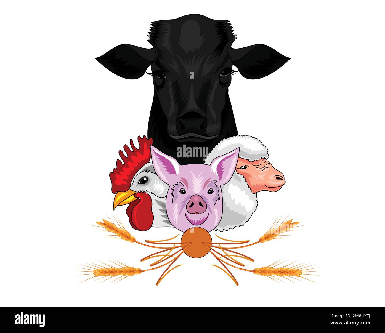 Illustration du logo des animaux de ferme sur fond blanc Illustration de Vecteur