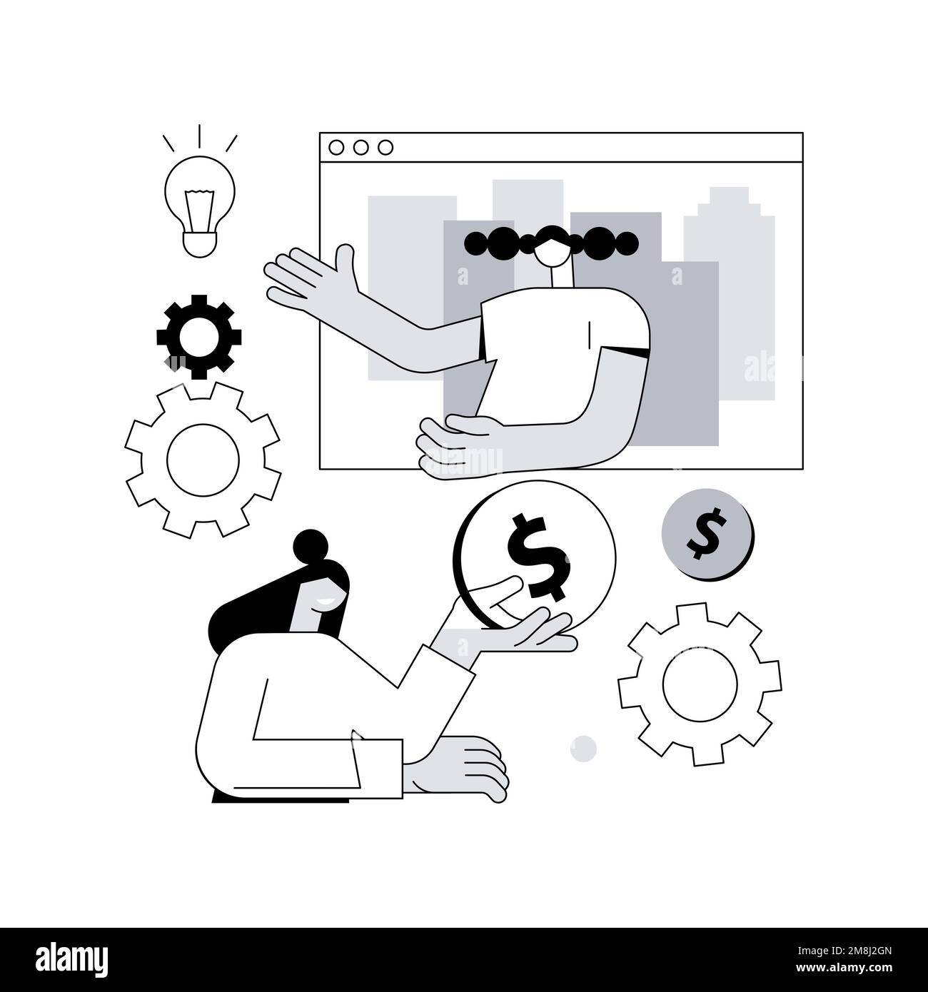 Illustration du vecteur de concept abstrait de collecte de fonds. Collecte de fonds d'entreprise, site Web d'entreprise, barre de menus, IU, investissement de démarrage, institution financière, cr Illustration de Vecteur