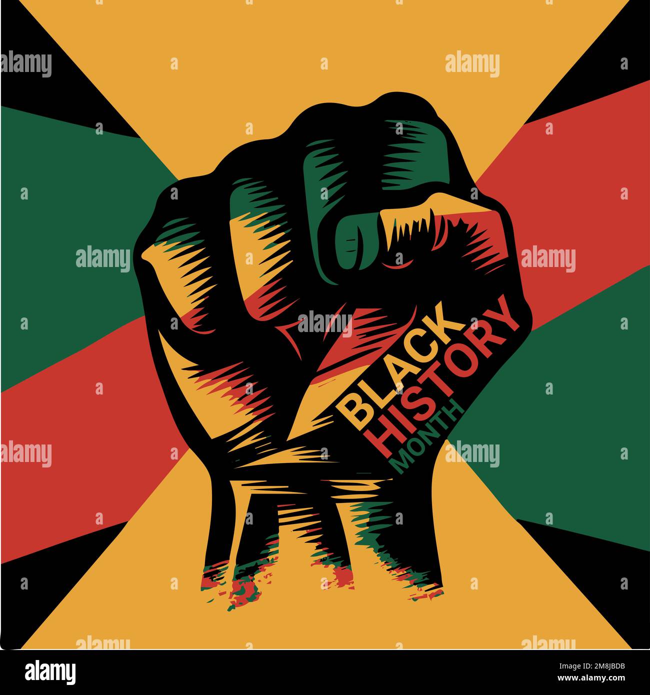 Poing serré aux couleurs panafricaines représentant streng dans le mois de l'histoire noire Illustration de Vecteur