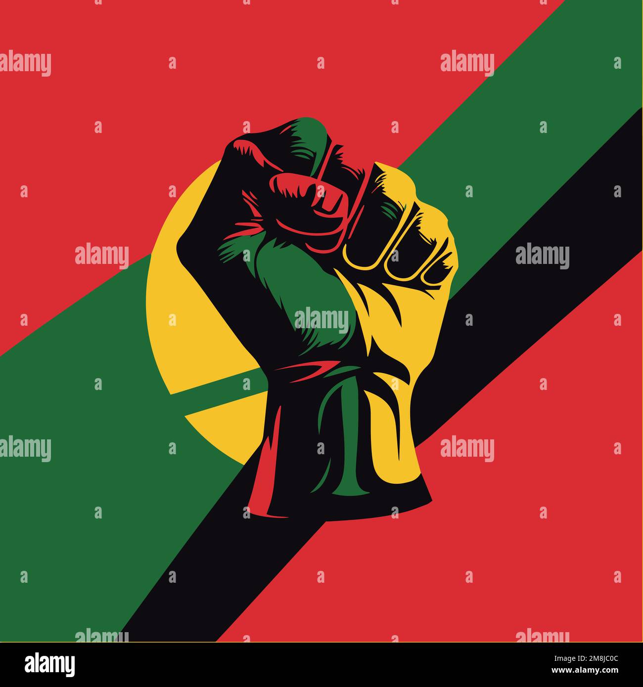 Poing serré aux couleurs panafricaines représentant streng dans le mois de l'histoire noire Illustration de Vecteur
