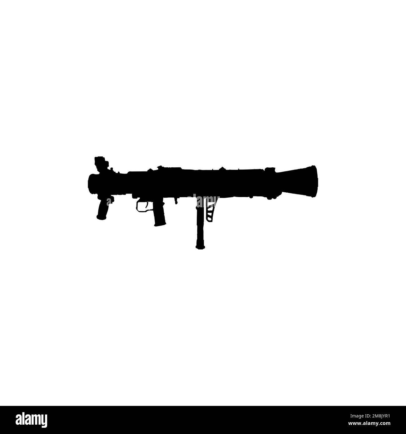 Icône de lanceur de grenade. Style simple sans symbole d'arrière-plan d'affiche de guerre. Élément de conception du logo de la marque grenade Launcher. Imprimé t-shirt lance-grenades Illustration de Vecteur