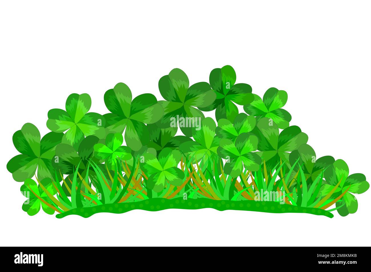 Feuilles de trèfle et herbe. Champ de trèfle vert. Bonne rue Élément de conception de la fête de Patrick. Pelouse avec shamrock.Tussock of Lucky shamrock.Vector illustration Illustration de Vecteur