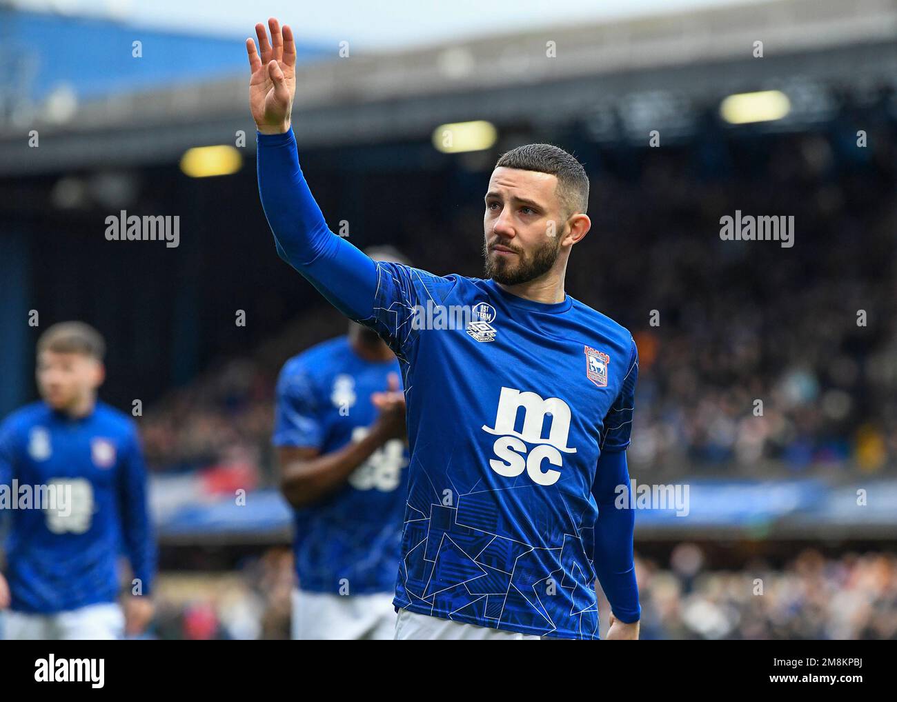 Ipswich Town forward Conor Chaplin (10) Waves to fans lors de la Sky Bet League 1 Match Ipswich Town vs Plymouth Argyle à Portman Road, Ipswich, Royaume-Uni, 14th janvier 2023 (photo de Stanley Kasala/News Images) Banque D'Images