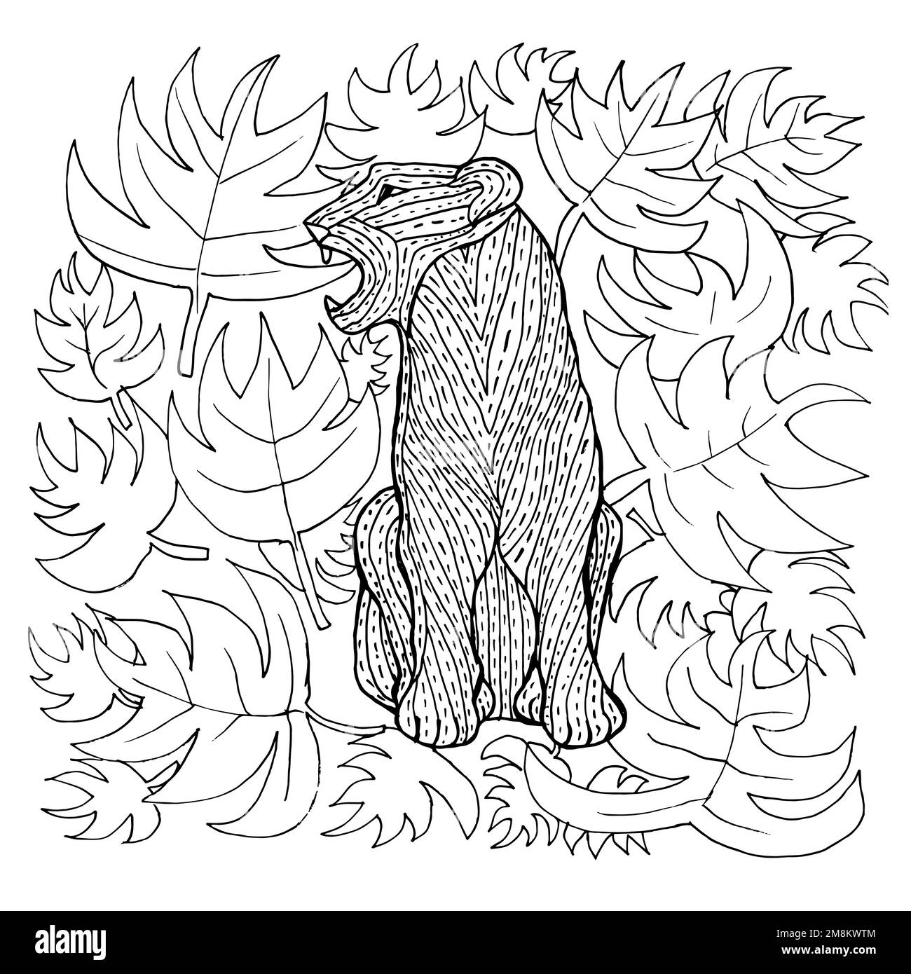 Page de coloriage avec léopard Illustration de Vecteur