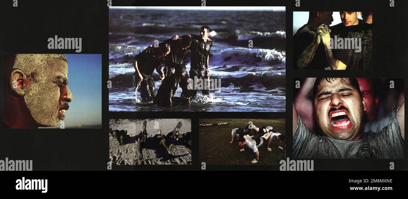 Photographe militaire de l'année gagnant 1998 titre: Devenir là Catégorie: Histoire de l'image lieu: Première place Histoire de l'image/troisième place PortfolioMembers du 1st combat Camera Squadron, Charleston Air Force base, S.C., participer à une routine de fitness rigoureuse qui, espérons-le, les préparera à une éventuelle acceptation aux États-Unis Cours de pré-Ranger de la Force aérienne, puis aux États-Unis École des Rangers de l'armée à fort Benning, en Géorgie Pays : inconnu Banque D'Images