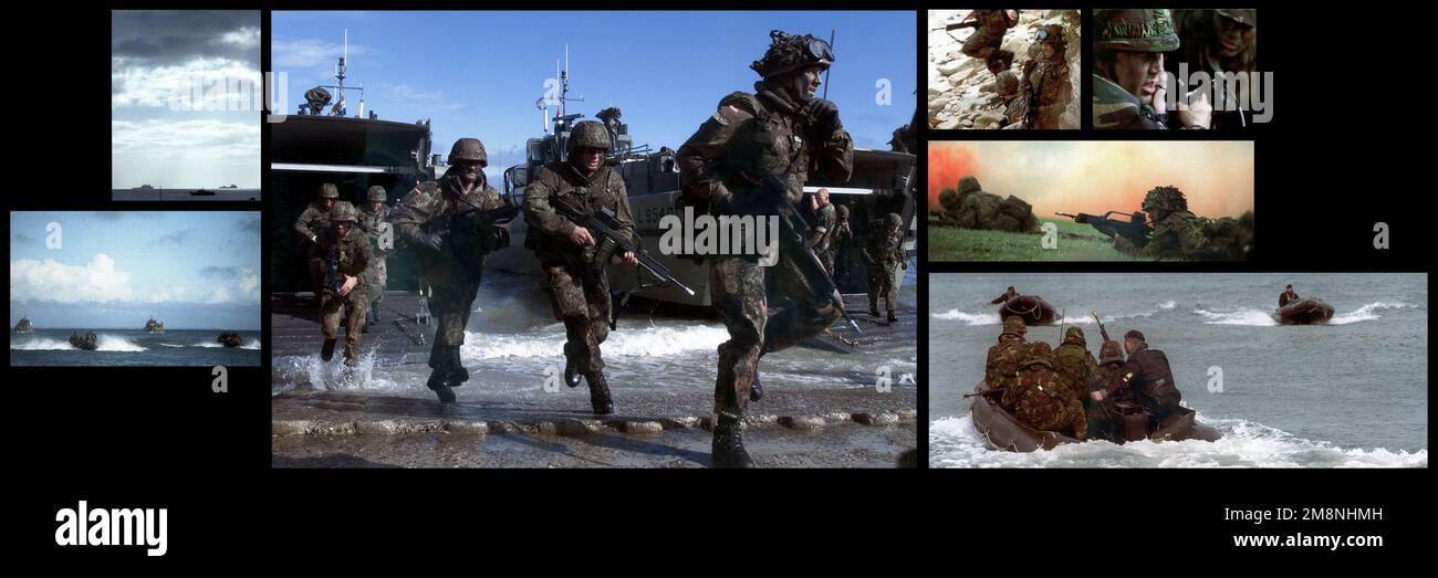 Photographe militaire de l'année vainqueur 1999 TITRE: 'La prise de Quiberon' CATÉGORIE: Portfolio PLACE: Troisième place Portfolio CAPTION: Mardi 21 septembre 1999. Au cours de l'opération Northern Light 99, les troupes de l'OTAN de France, d'Angleterre, d'Allemagne et de Hollande se préparent à prendre un fort français à Quiberon, en France. Les troupes de l'OTAN sont en France pour pratiquer des techniques d'invasion avec des troupes de différents pays de l'OTAN. A ÉTATS-UNIS L'équipe de la Marine Coastal Warfare était en déploiement en France pour faire opposition aux forces de l'OTAN. Parce qu'il n'y a pas eu de présence militaire à Quiberon depuis la Seconde Guerre mondiale, certains plus âgés Banque D'Images