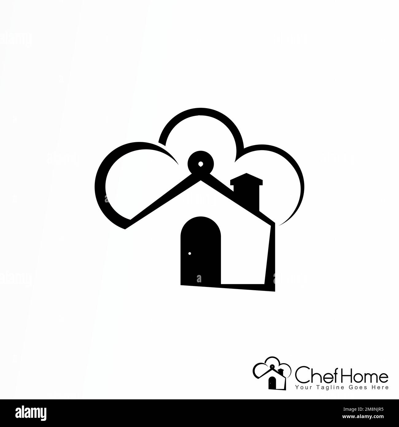 Maison simple et chef chapeau ou chef Accueil image graphique icône logo design abstrait concept vecteur stock identité d'entreprise liée à la cuisine ou à la nourriture Illustration de Vecteur