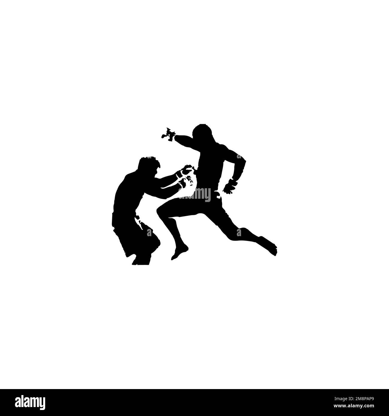 Icône Kickboxers. Affiche d'arrière-plan de tournoi de kickboxing style simple. Élément de conception du logo de la marque Kickboxers. Impression de t-shirts Kickboxers. Illustration de Vecteur