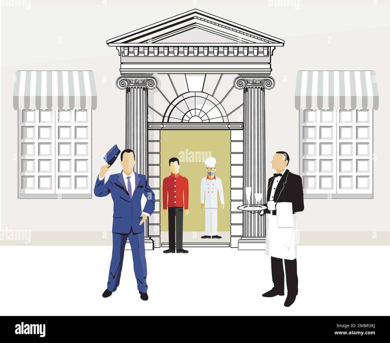 Réception en gastronomie et hôtel, illustration Illustration de Vecteur