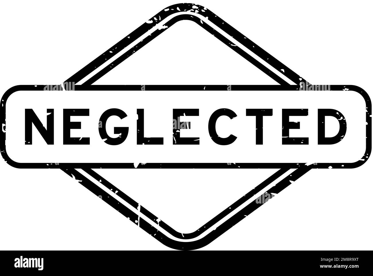 Grunge noir oublié mot caoutchouc joint tampon sur fond blanc Illustration de Vecteur