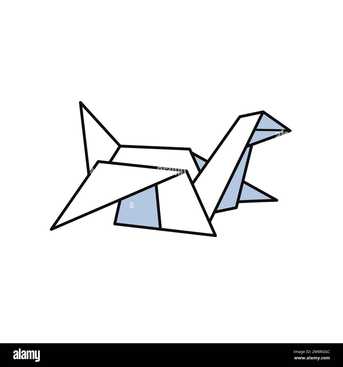 Joli oiseau origami. Vecteur dessin à la main dessin dessin de personnage kawaii autocollant icône logo. Concept d'affiche de personnage de dessin animé d'oiseau Illustration de Vecteur