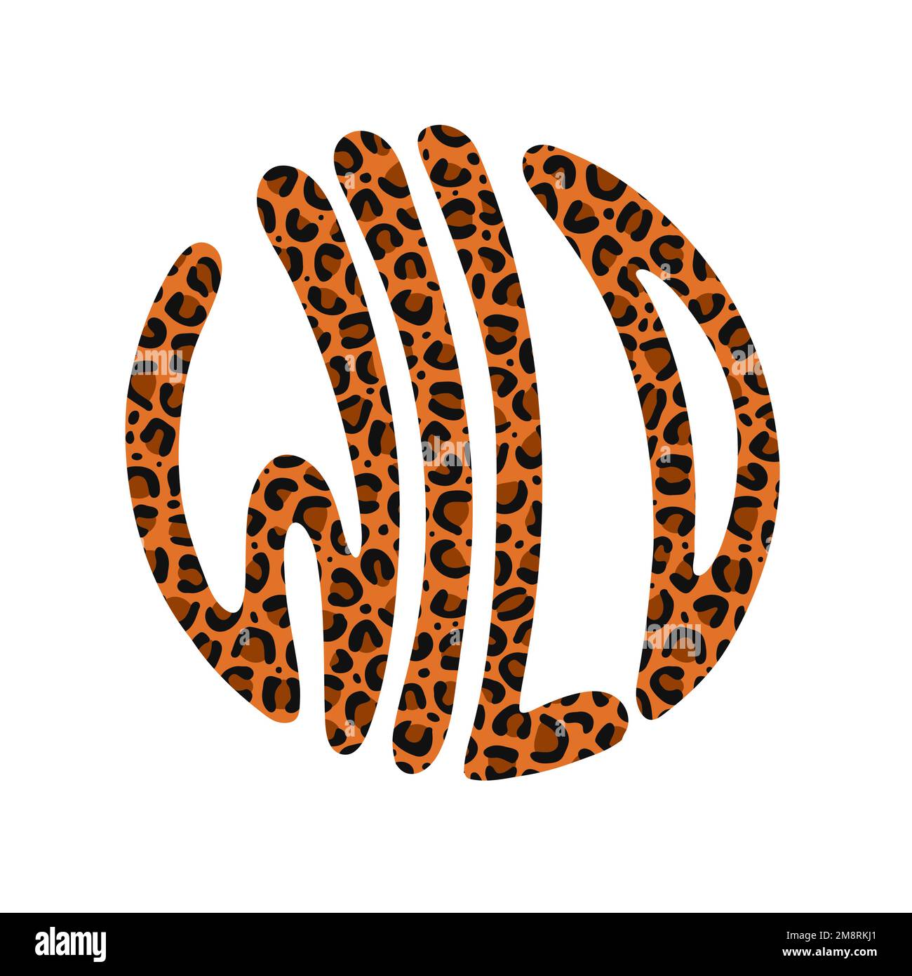 Guillemet sauvage dans circl . Illustration vectorielle de lettrage dessiné à la main. Lettrage sauvage, motif peau de fourrure léopard pour t-shirt, tee-shirt, affiche, autocollant, concept de logo Illustration de Vecteur