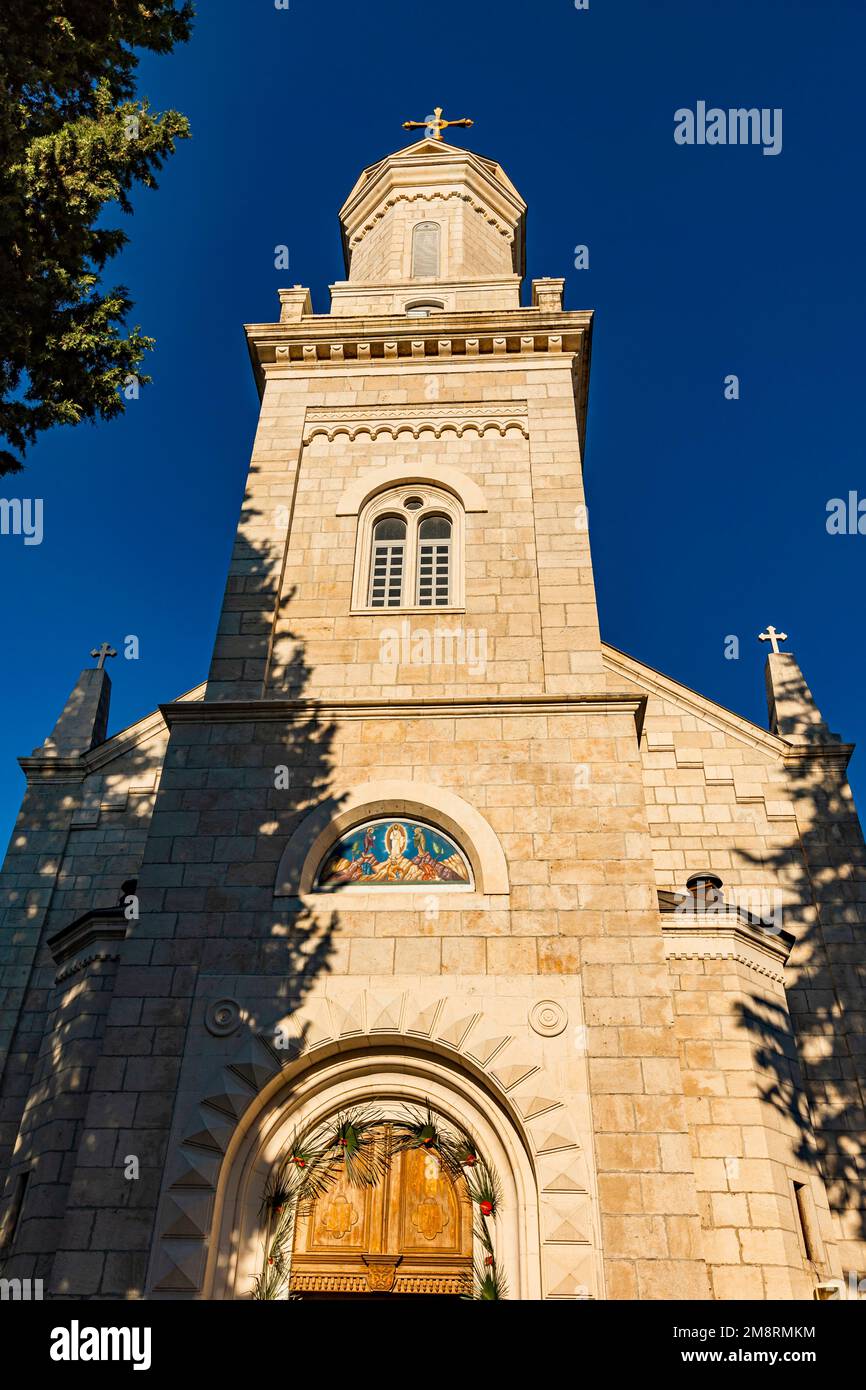 Vue sur l'église orthodoxe du Saint-Transfiguraton à Trebinje, Bosnie-Herzégovine Banque D'Images