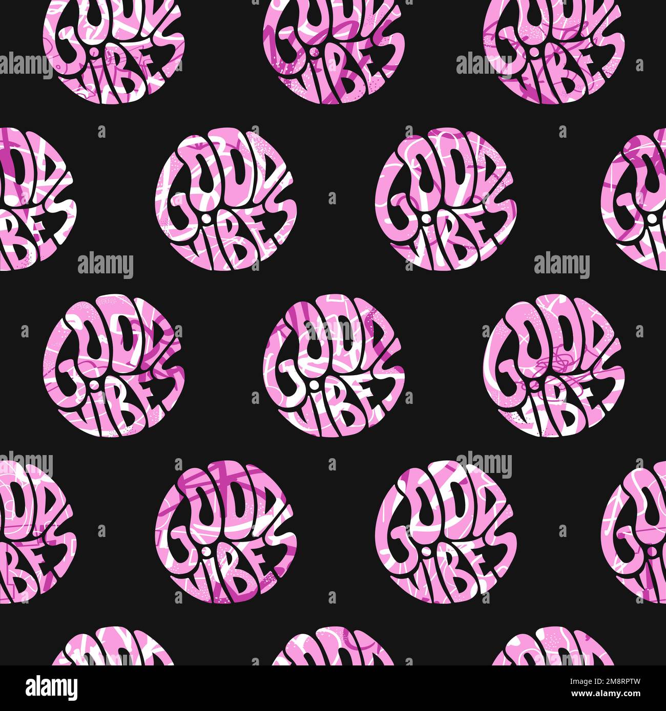 Bon vibes seulement citation dans le cercle sans couture motif, papier peint. Illustration vectorielle Illustration de Vecteur