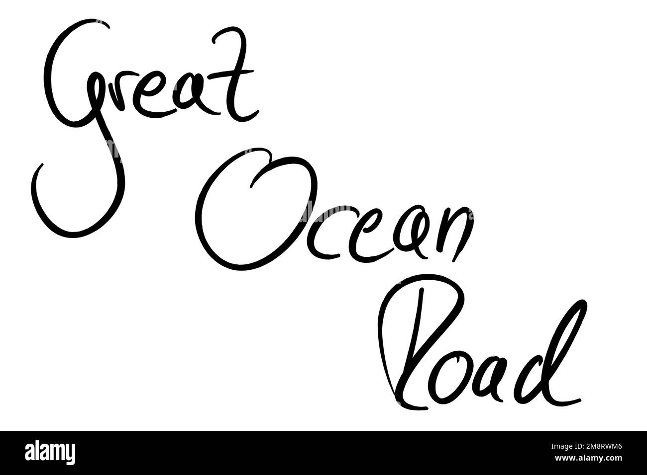 Nom de ville manuscrit noir sur blanc Banque D'Images