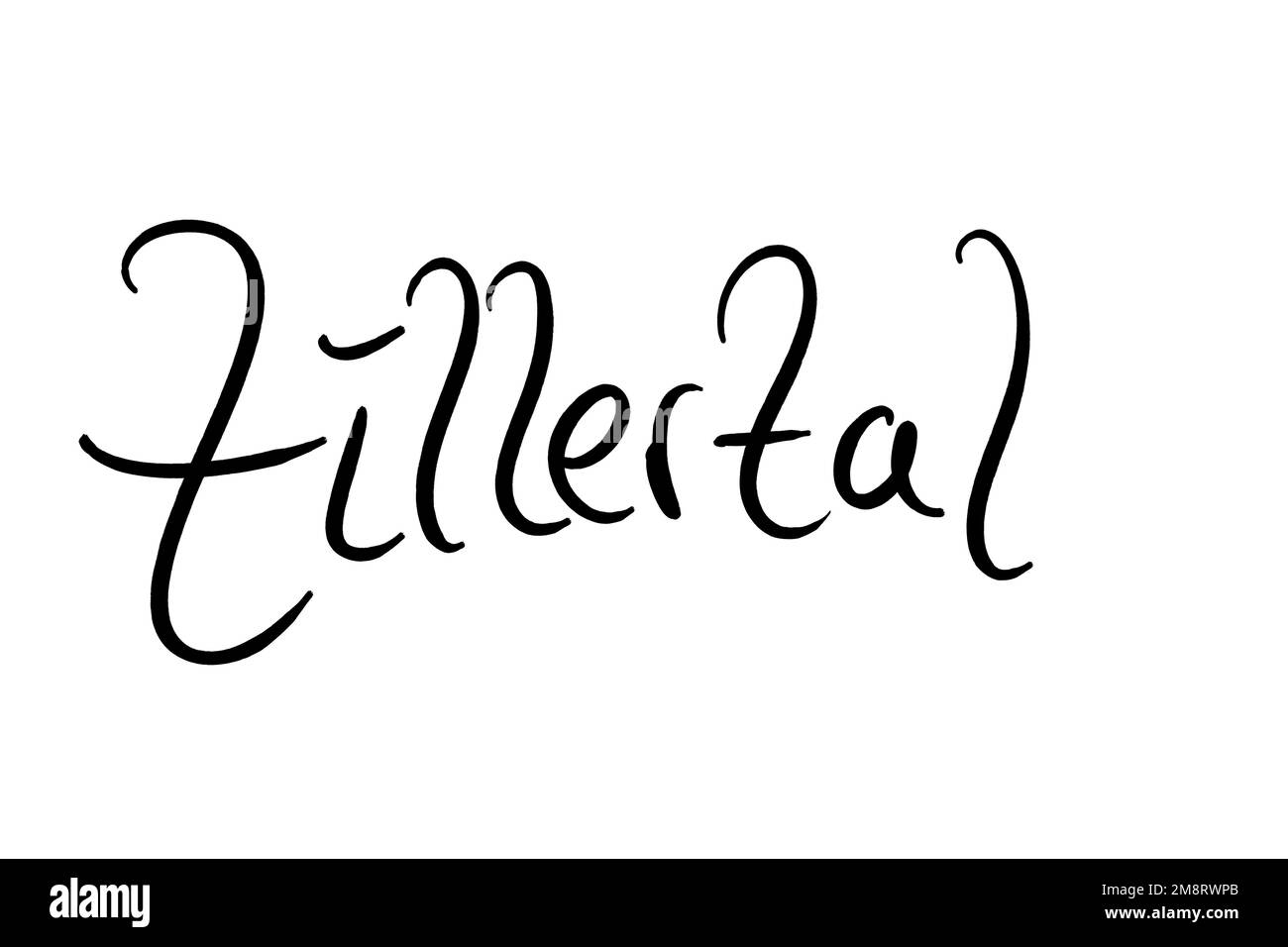 Nom de ville manuscrit noir sur blanc Banque D'Images