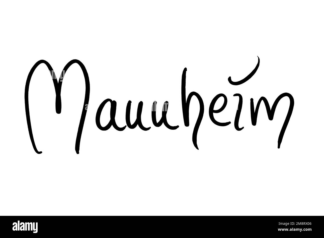 Nom de ville manuscrit noir sur blanc Banque D'Images