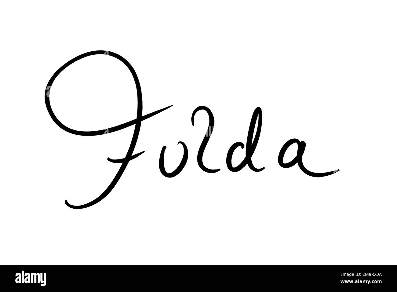 Nom de ville manuscrit noir sur blanc Banque D'Images