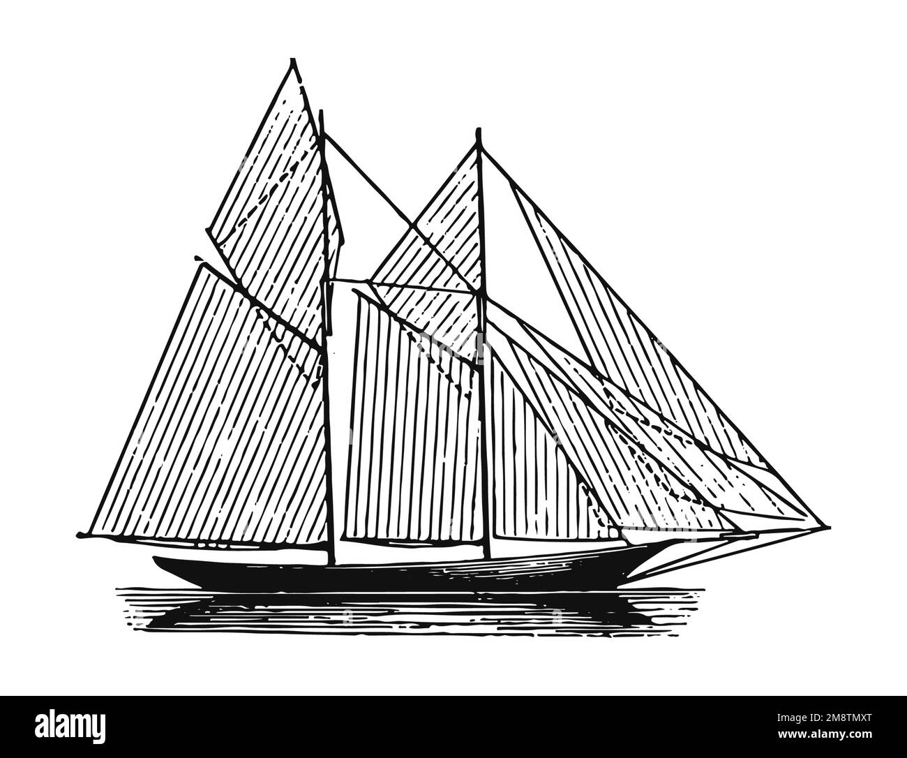 Ancien bateau de pêche, illustration ancienne Banque D'Images