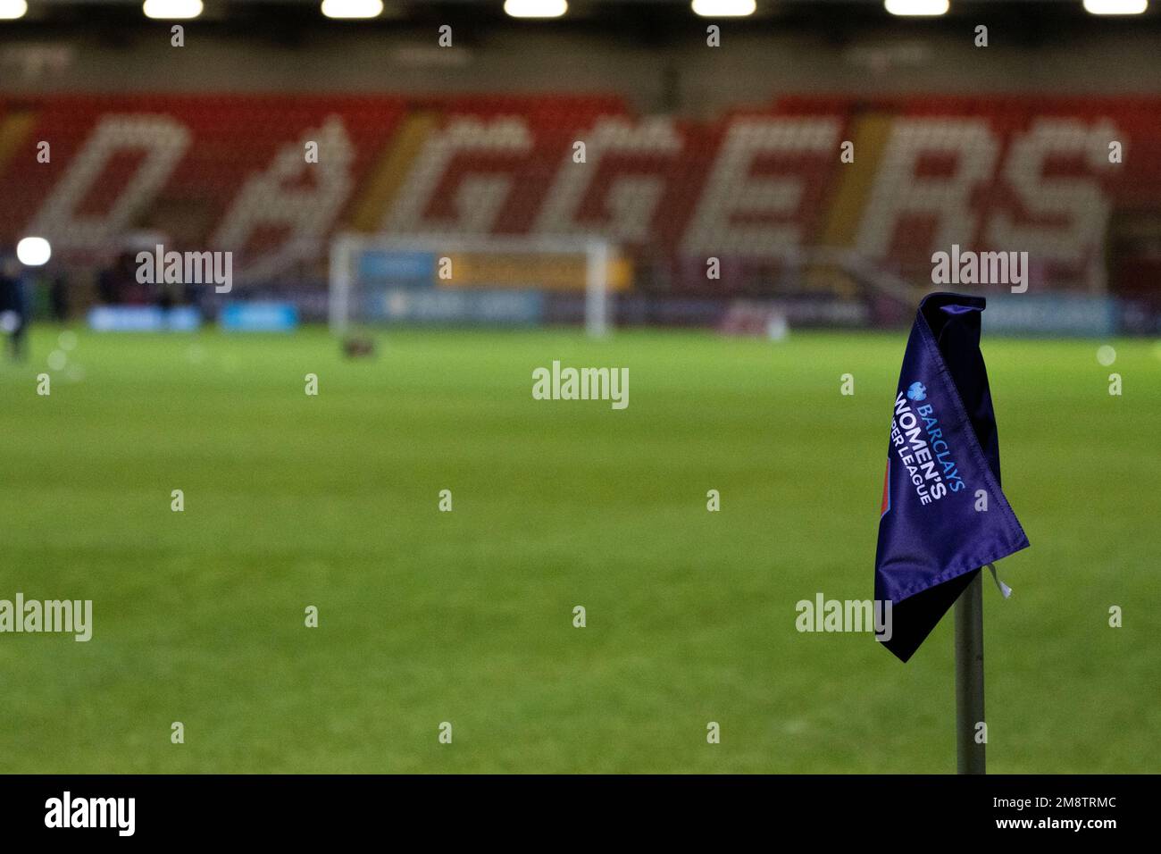 ROYAUME-UNI. 15th janvier 2023. Londres, Angleterre, janvier, 15, 2023 drapeau vu avant le match de la Barclays FA Womens Super League entre West Ham United et Manchester City au stade de construction de Chigwell à Londres, Angleterre (PEDRO PORRU, Pedro Porru/ SPP) Credit: SPP Sport Press photo. /Alamy Live News Banque D'Images