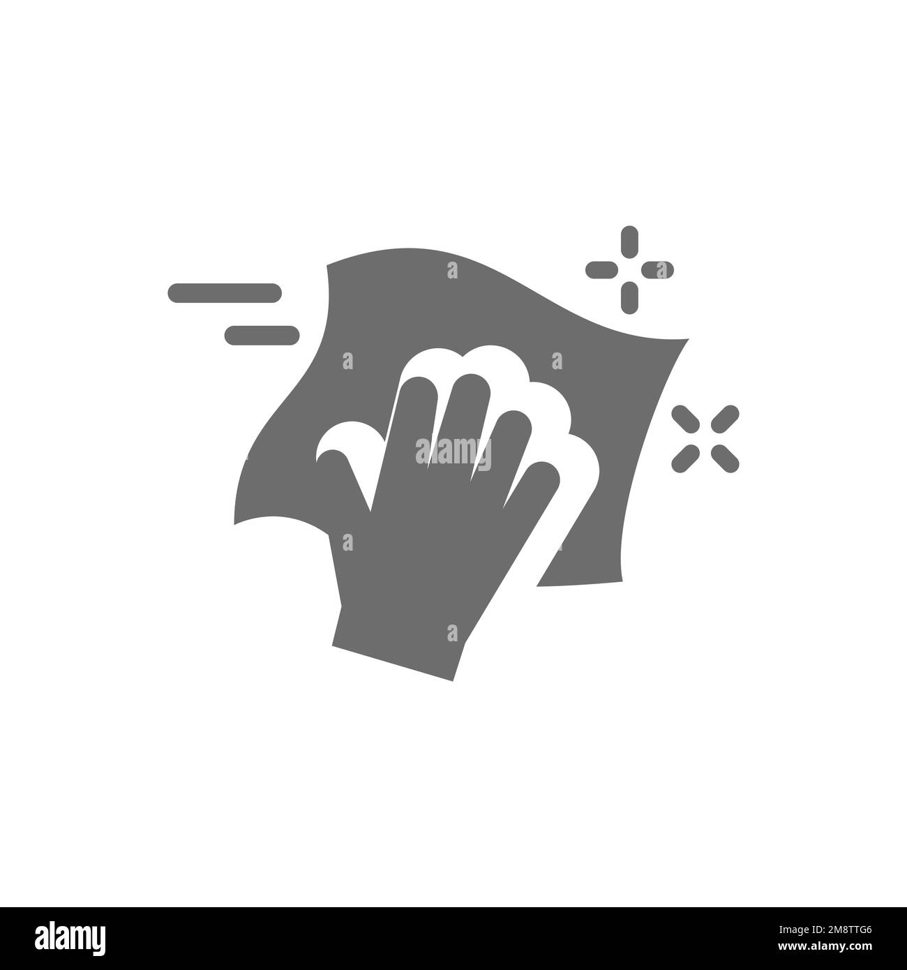 Icône représentant un vecteur d'essuyage, de chiffon anti-poussière et de nettoyage des gants. Essuyer et nettoyer le chiffon avec le symbole rempli à la main. Illustration de Vecteur