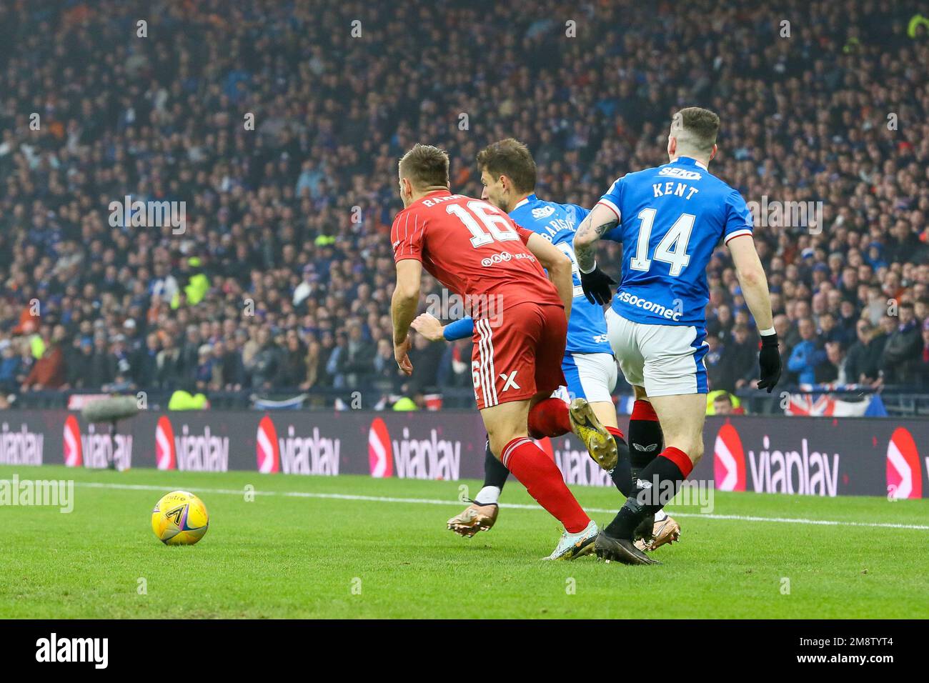 Glasgow, Royaume-Uni. 15th janvier 2023. La deuxième demi-finale de la coupe de la Ligue écossaise (coupe Viaplay) entre Rangers et Aberdeen a eu lieu à Hampden Park, Glasgow, Écosse, Royaume-Uni. Le gagnant de ce jeu va jouer au Celtic en finale, le 26 février. Aussi à jouer à Hampden. Crédit : Findlay/Alay Live News Banque D'Images