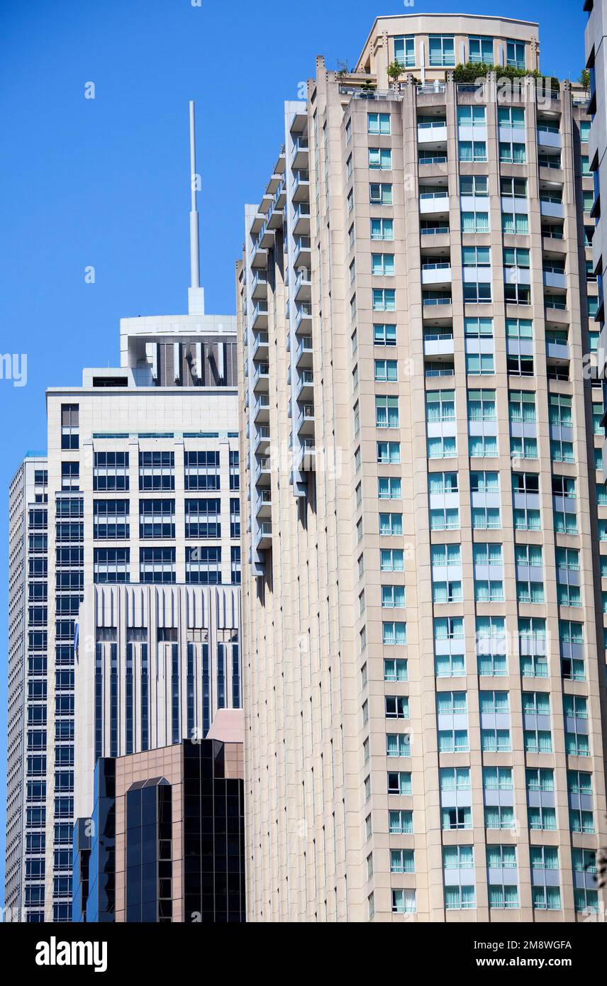 Vue rapprochée des gratte-ciels modernes du centre-ville de Sydney (Nouvelle-Galles du Sud). Banque D'Images