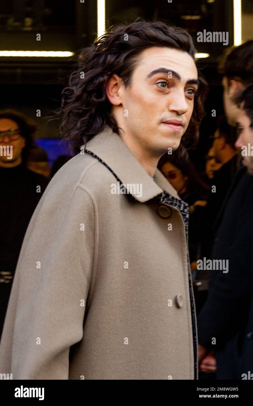 Milan, Italie. 14th janvier 2023. Michele Bravi est vu au Fendi show pendant la semaine de mode de Milan vêtements pour hommes automne/hiver 2023/2024 à Milan crédit: SOPA Images Limited/Alamy Live News Banque D'Images