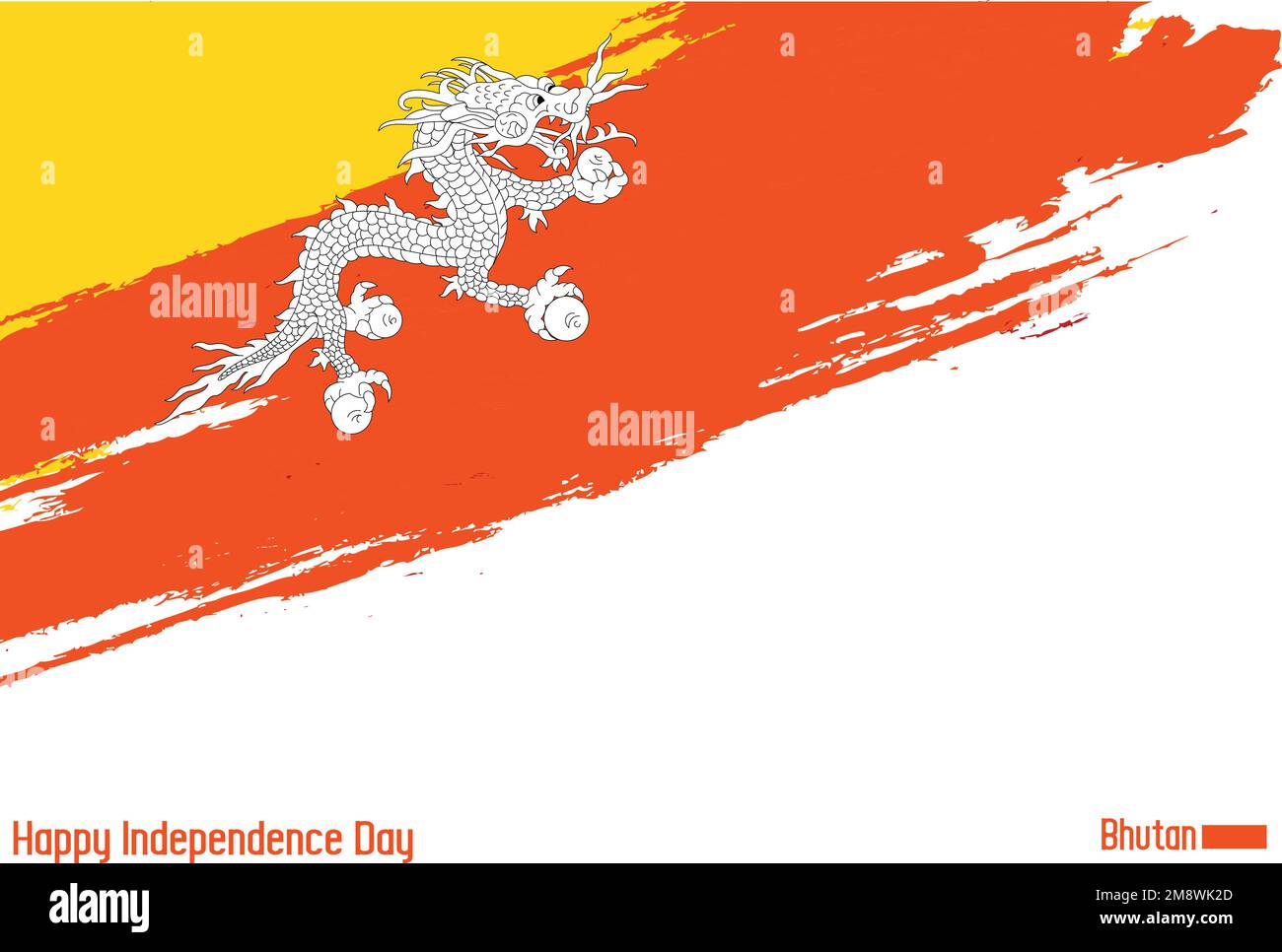 Bhoutan drapeau national Art Grunge Pinceau concept Vector Design Illustration de Vecteur