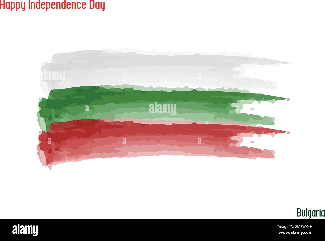 Drapeau national de Bulgarie vecteur de stock dessiné avec des traits de pinceau aquarelle Illustration de Vecteur