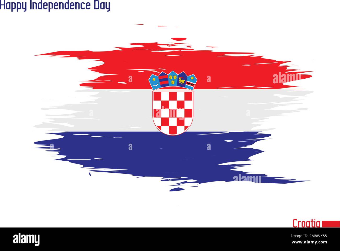 Drapeau national de Croatie vecteur de stock dessiné avec des coups de pinceau Illustration de Vecteur
