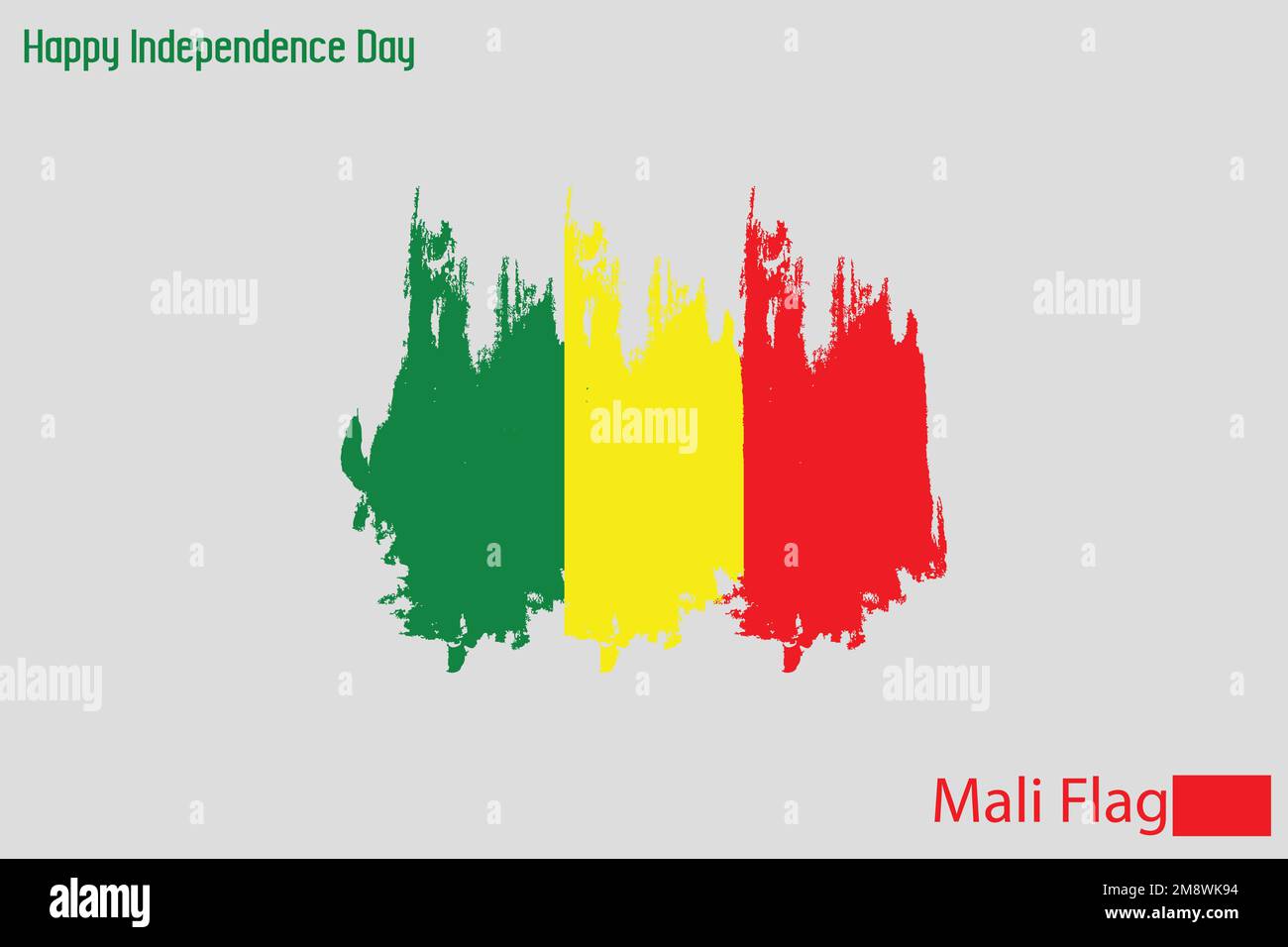 Mali drapeau national artistique Grunge Pinceau Contour concept Vector Design Illustration de Vecteur