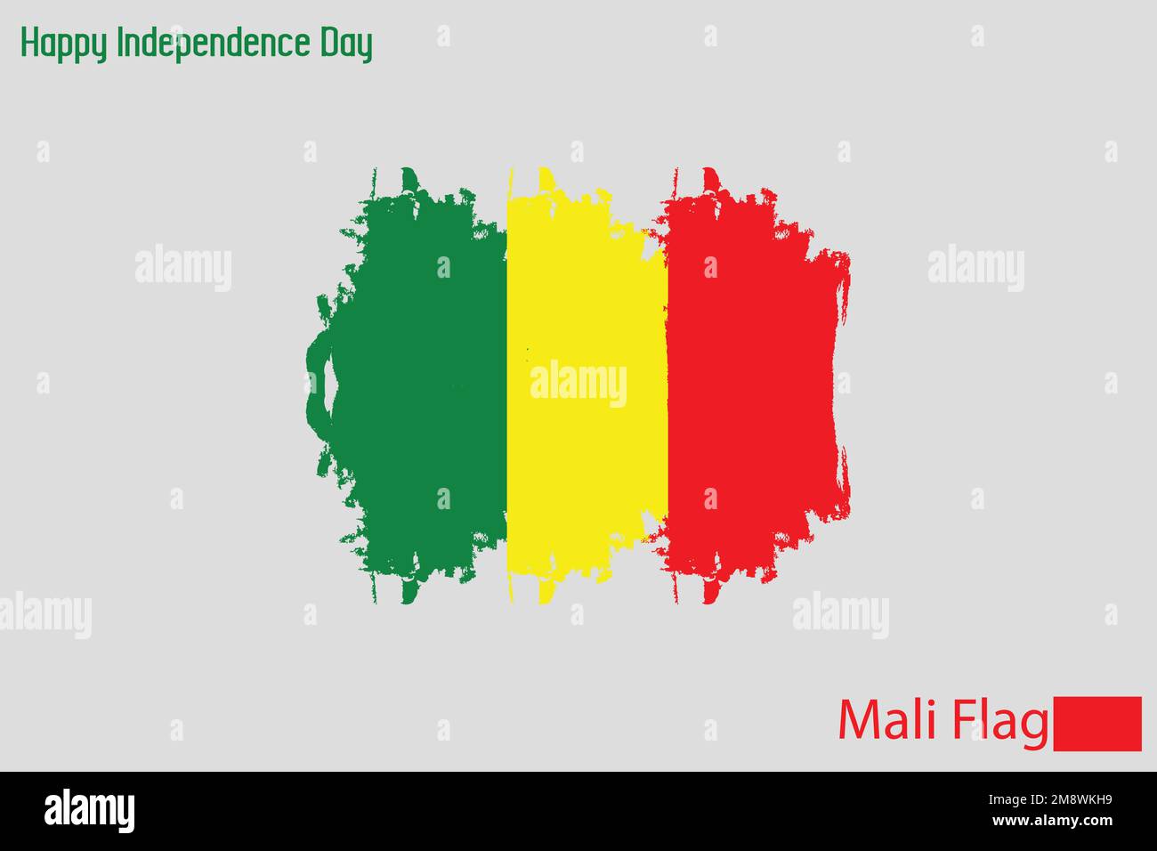 Mali drapeau national artistique Grunge Pinceau Contour concept Vector Design Illustration de Vecteur