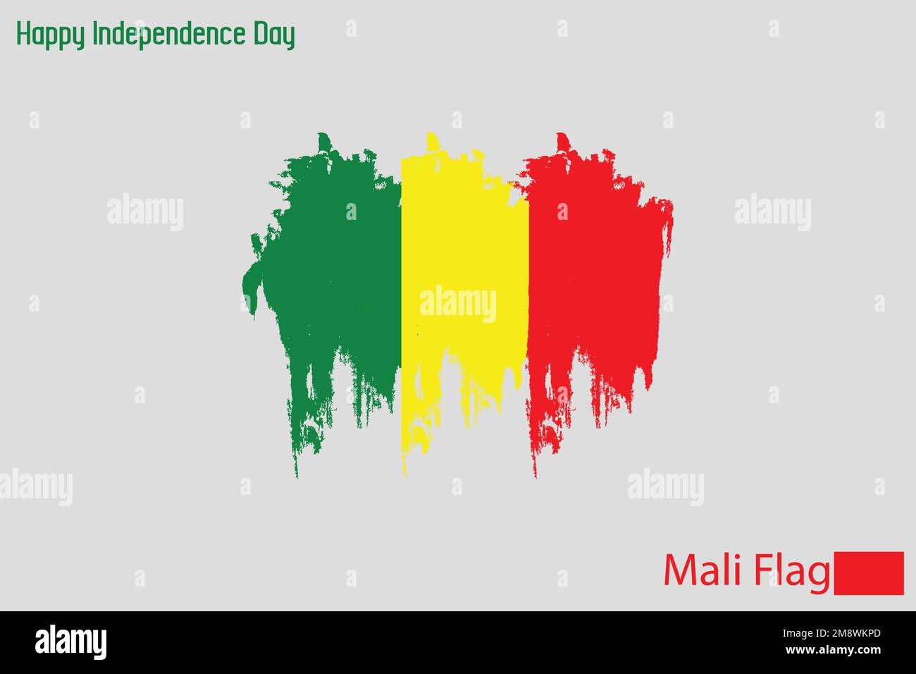 Mali drapeau national artistique Grunge Pinceau Contour concept Vector Design Illustration de Vecteur