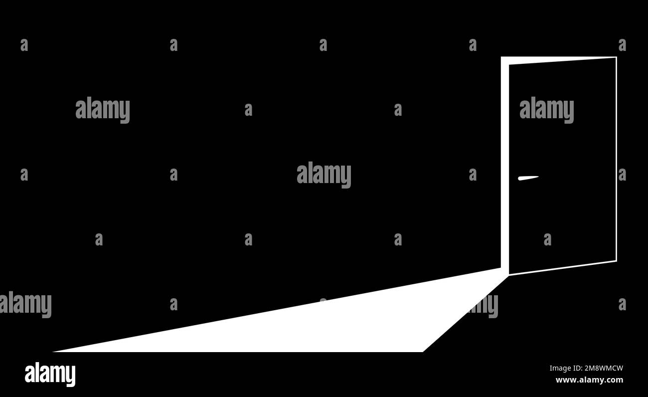 Porte secrète à moitié ouverte, concept de nouvelles opportunités, peur inconnue, pas à l'intérieur, futur, ce qui est derrière, ce qui est là. Illustration vectorielle plate isolée Illustration de Vecteur