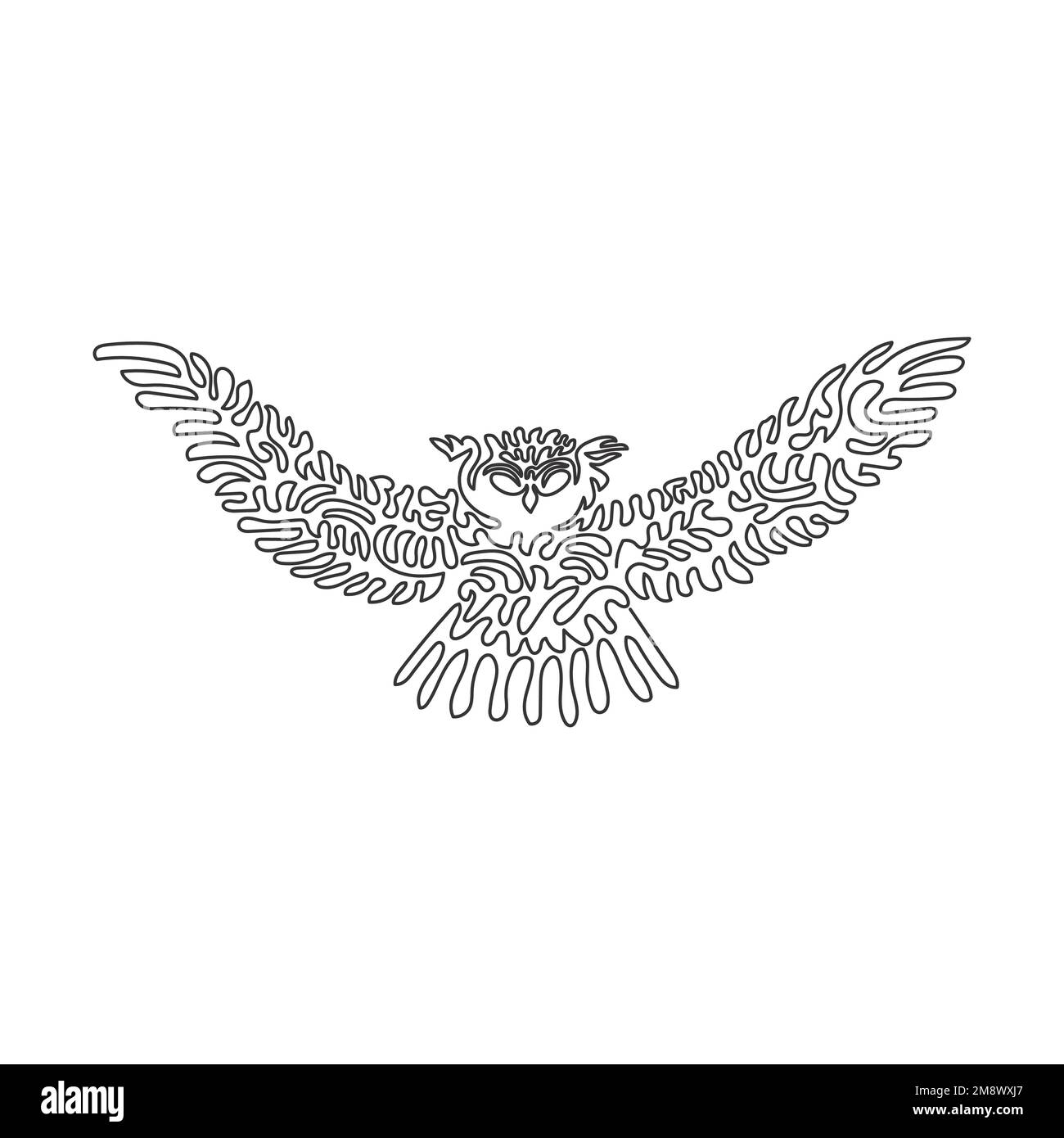 Un seul dessin d'une ligne de courbure de l'art abstrait de la chouette prédatrice Dessin en ligne continue dessin graphique dessin vectoriel illustration hibou oiseau de proie pour symbole Illustration de Vecteur