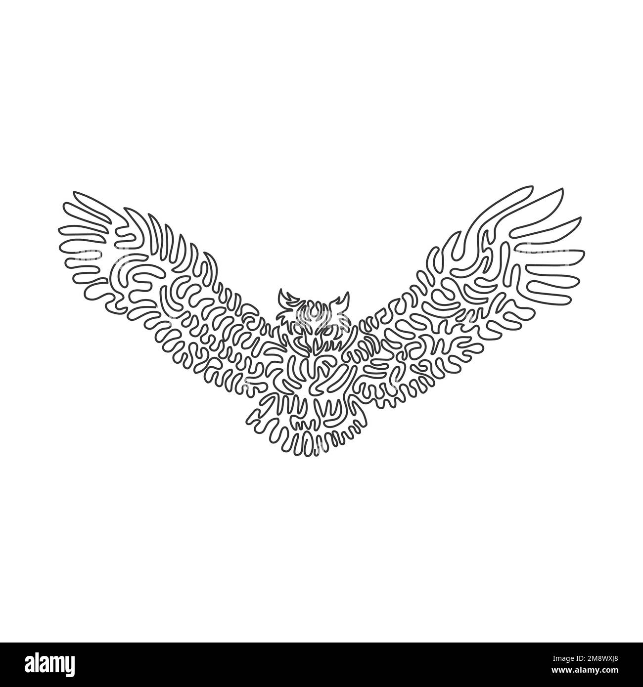 Un seul dessin d'une ligne d'un bel hibou volant art abstrait Dessin en ligne continue dessin graphique dessin vectoriel illustration de hibou exotique pour symbole Illustration de Vecteur