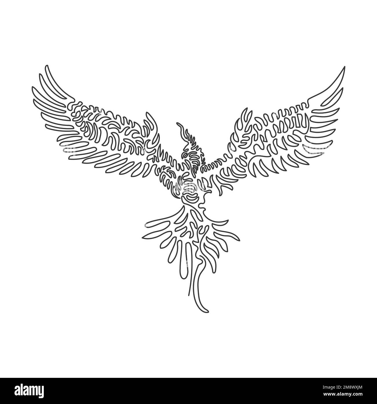 Courbe continue dessin d'une ligne de la courbe d'oiseau surnaturel art abstrait Illustration vectorielle de trait modifiable d'oiseau mythique de phoenix sur une seule ligne Illustration de Vecteur