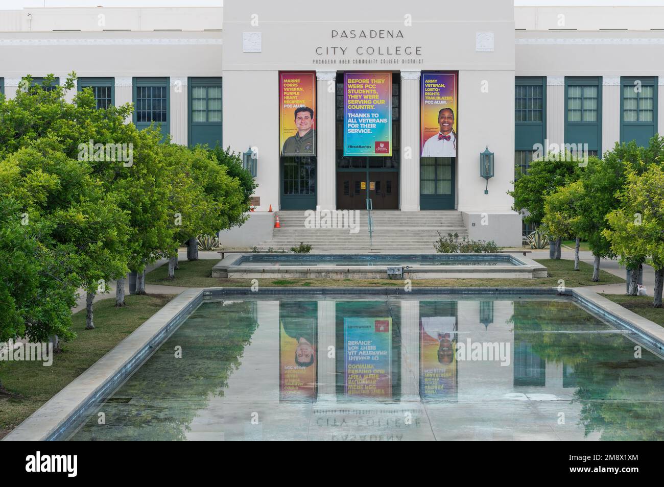 Pasadena Community College, PCC, dans le comté de Los Angeles, présenté lors d'une journée de débordement. Banque D'Images
